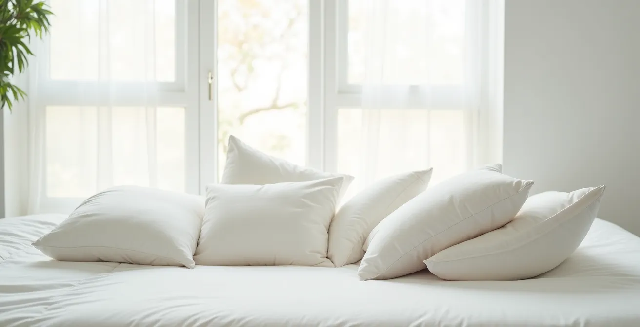 Position de repos avec bras surélevés sur coussins d'allaitement